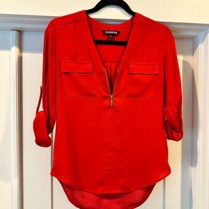 Like new red Express silky top. Size XS